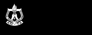 White emblem logo featuring a torch and lyre design with AWTA text on black background